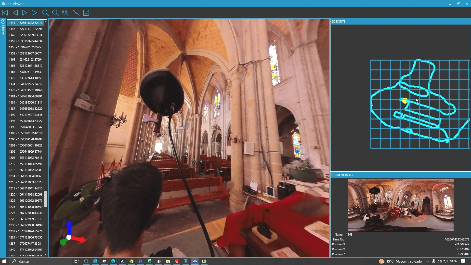 Interior inspection with 3D trajectory and panoramic images