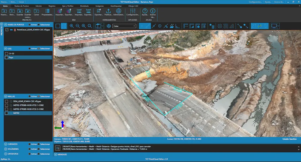Aplitop Tcp PointCloud Editor, carretera